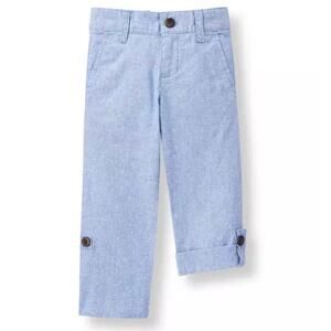 Janie and Jack Blue Linen Blend Roll Cuff Pants Toddler 18-24M Summer Casual Boy
